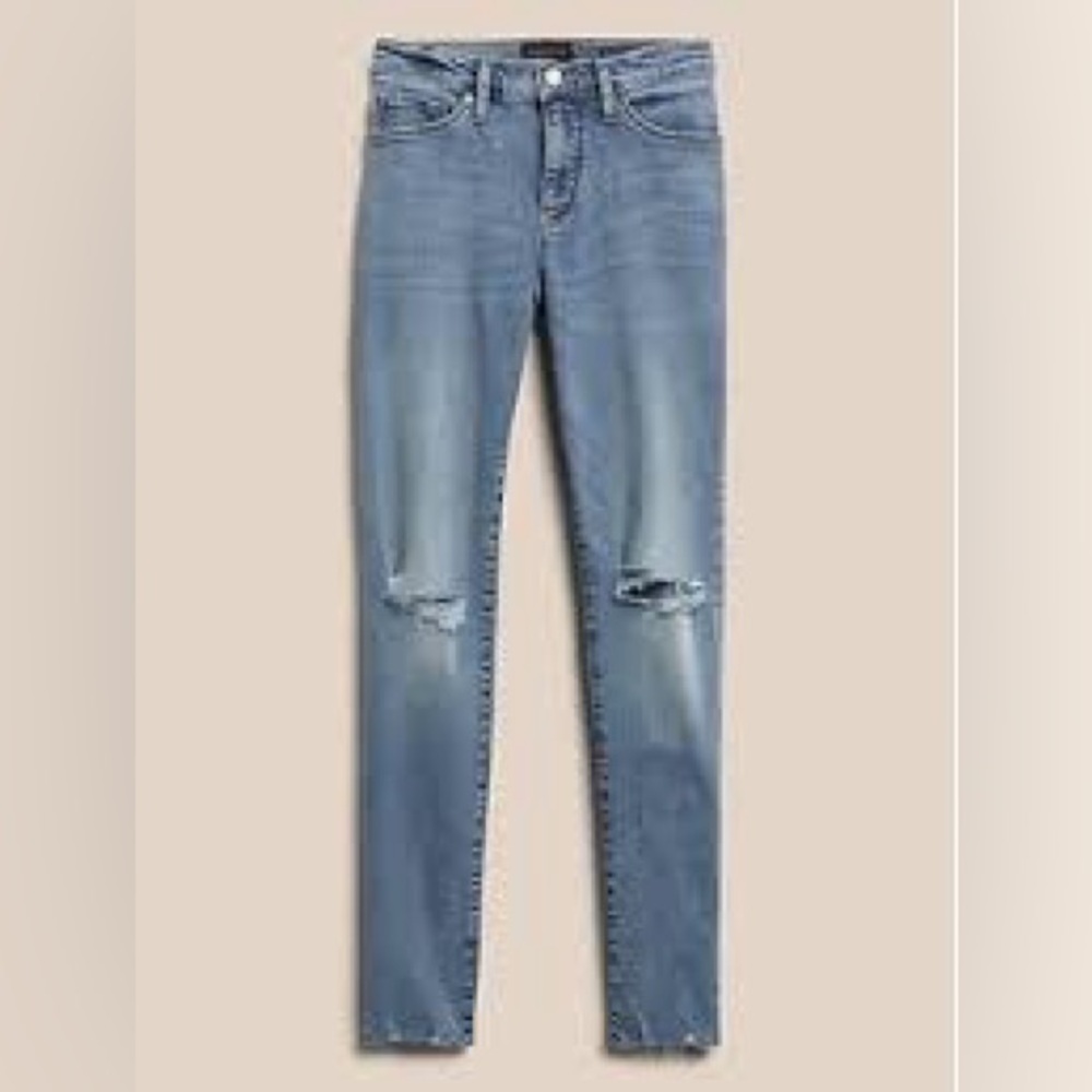 Banana Republic Distressed Skinny Jeans 31 Short Light Wash Ripped Stretch Denim